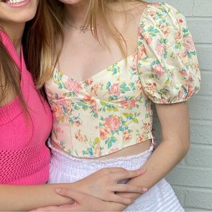 Zara corset puff sleeve crop